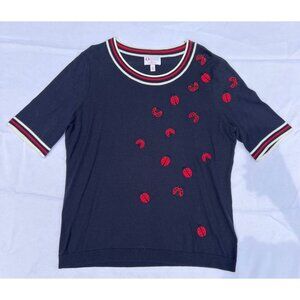 Talbots Oprah Magazine Collection Ladybug Sweater Embroidered Beaded MP